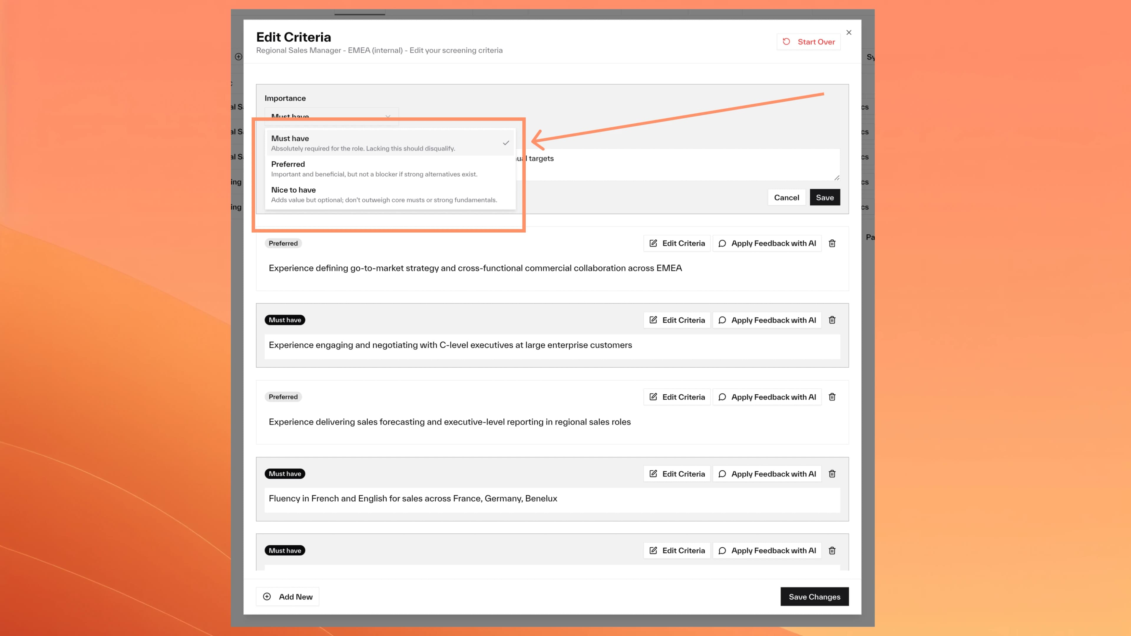 New Criteria Builder
