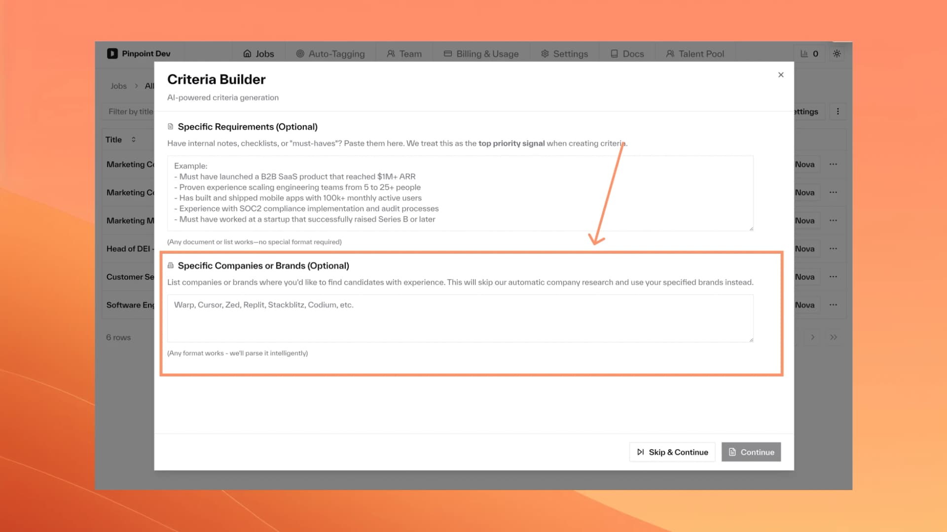 Target Specific Companies in Criteria Generation