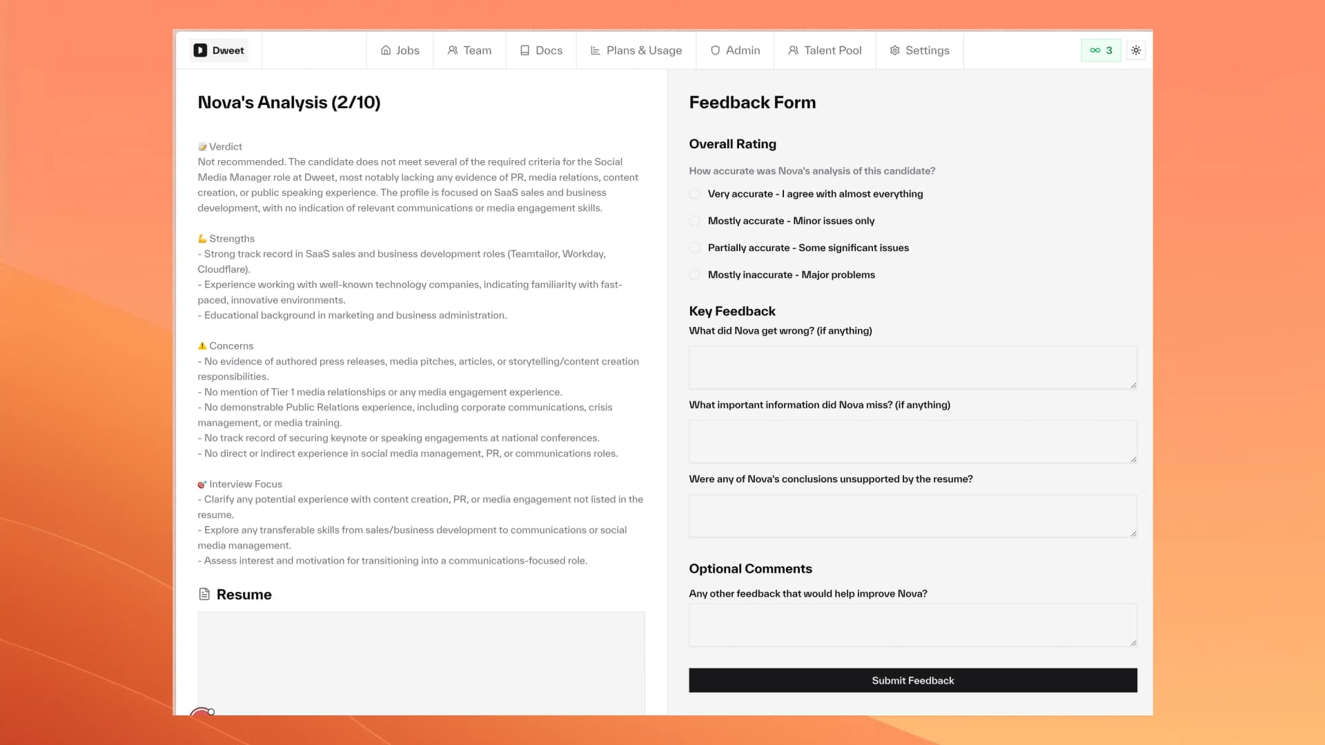 Nova Feedback System