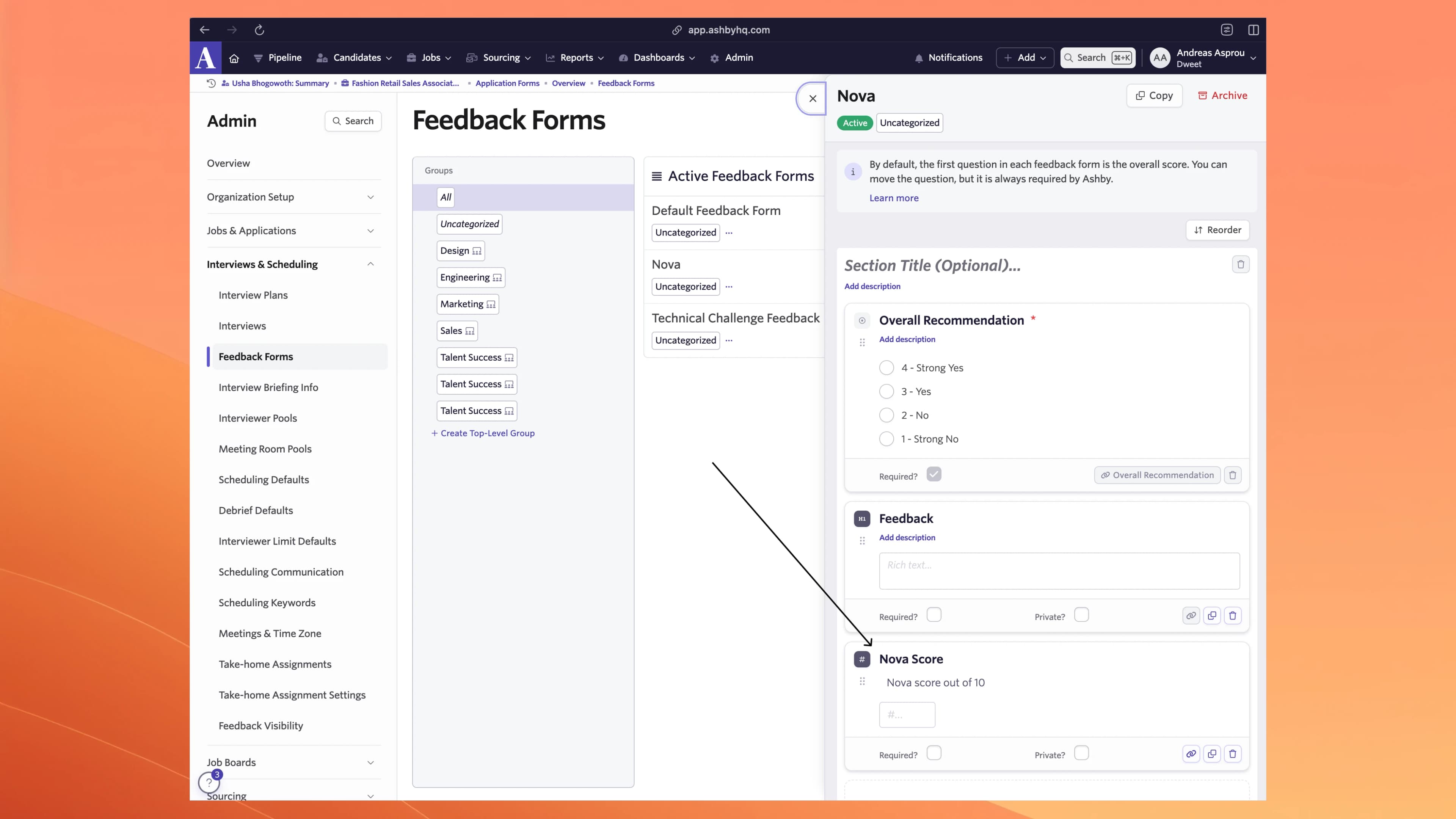 Ashby Feedback Form Example